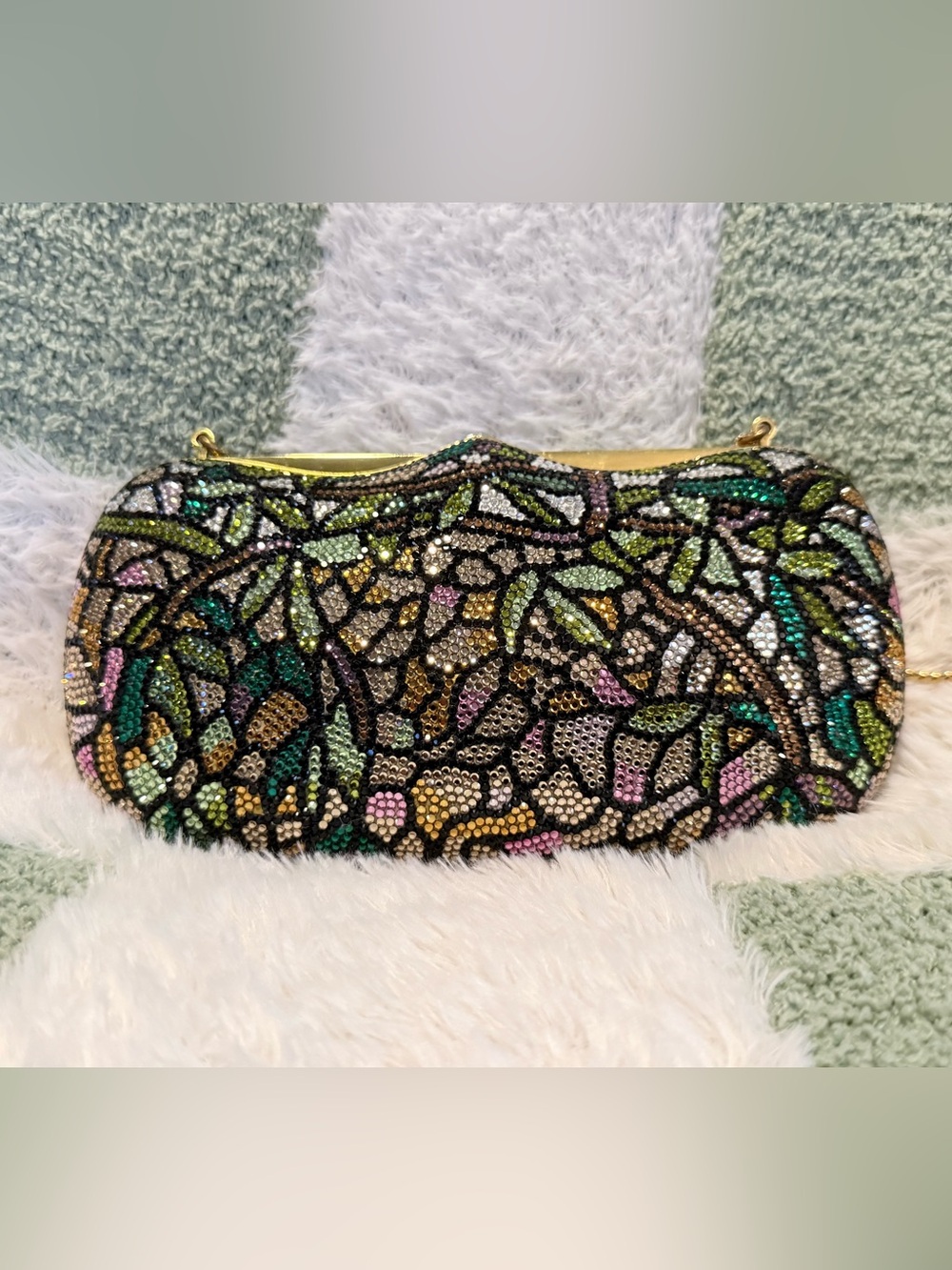 Judith Leiber Crystal Minaudière Floral Mosaic Clutch